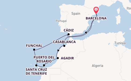 Canary Islands from Barcelona, Spain with the EXPLORA I