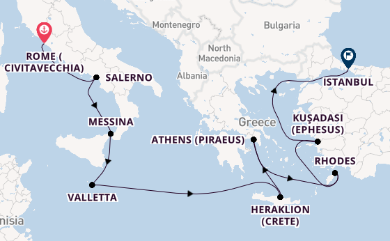 Mediterranean Sea from Rome (Civitavecchia), Italy with the Allura