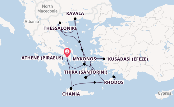 Oostelijke Middellandse Zee vanaf Athene (Piraeus), Griekenland met de Celebrity Infinity