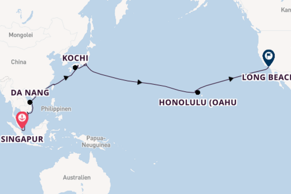 Transpazifik ab Singapur, Singapur auf der Seabourn Encore