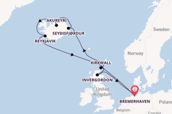 Vanuit Bremerhaven op avontuur naar IJsland en Schotland