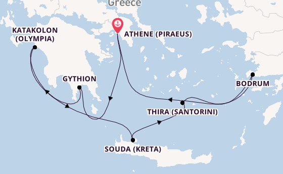 Oostelijke Middellandse Zee vanaf Athene (Piraeus), Griekenland met de Silver Nova