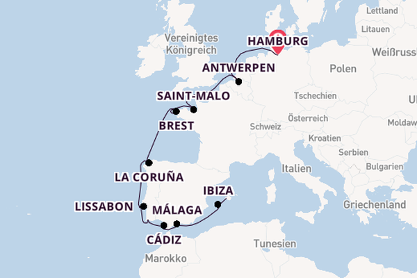 Westliches Mittelmeer ab Hamburg, Deutschland auf der EUROPA