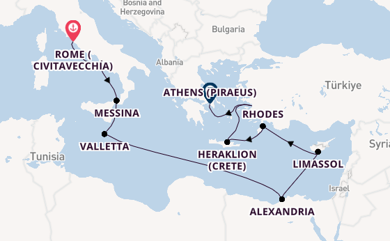 Mediterranean Sea from Rome (Civitavecchia), Italy with the Seven Seas Navigator