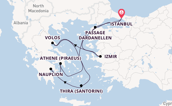 Oostelijke Middellandse Zee vanaf Istanbul, Turkije met de Costa Pacifica