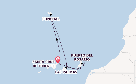 Kanarische Inseln ab Santa Cruz de Tenerife, Spanien auf der Costa Smeralda