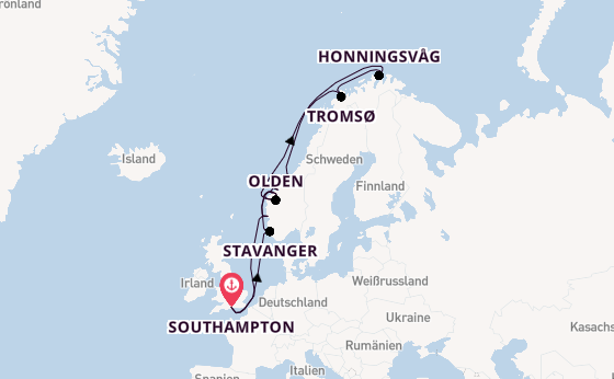 Norwegen ab Southampton, Großbritannien auf der Celebrity Apex