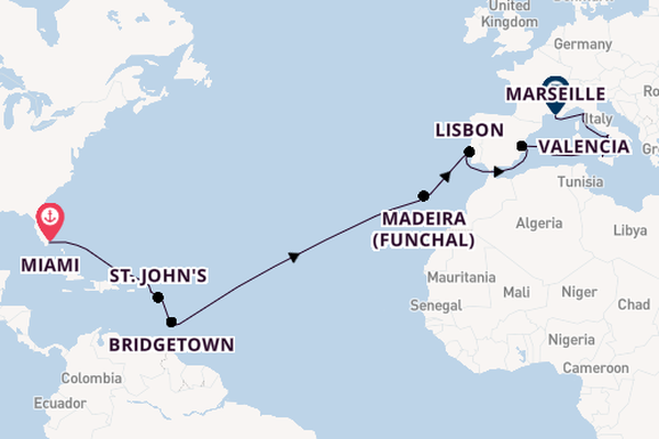 Transatlantic & Repositioning from Miami, Florida with the MSC Seaside