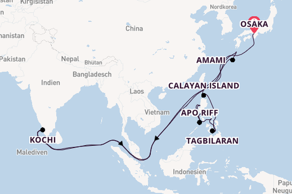 Südostasien ab Osaka, Japan auf der Silver Cloud