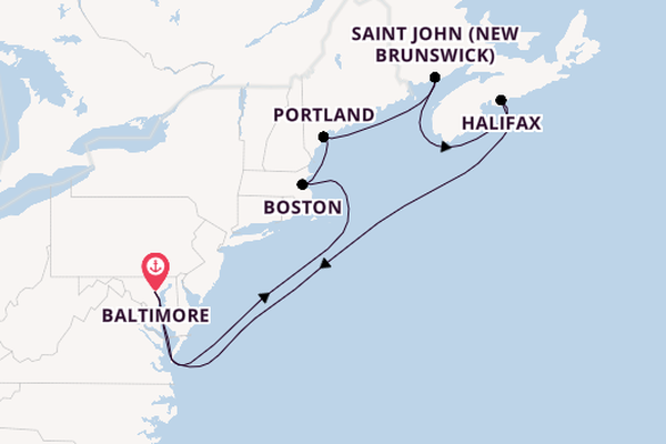 North America from Baltimore, Maryland, USA with the Vision of the Seas
