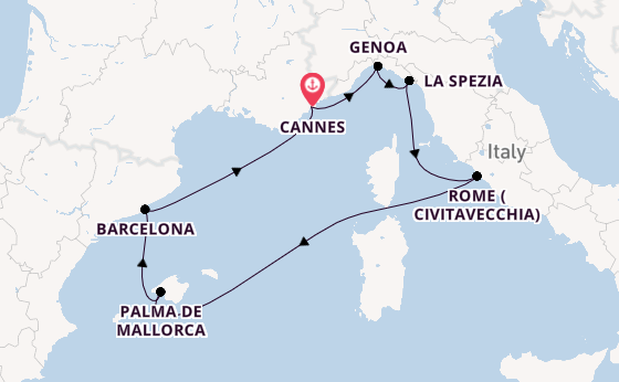Western Mediterranean from Cannes, France with the MSC Grandiosa