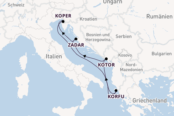 Mittelmeer ab Triest, Italien auf der Mein Schiff 4