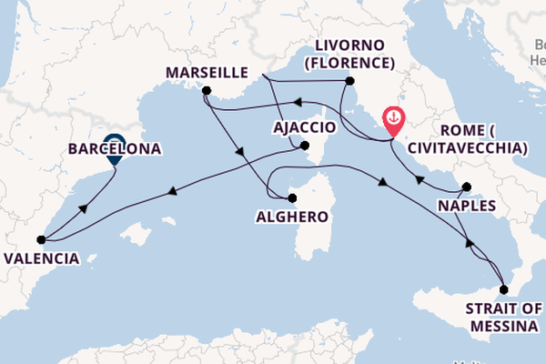 Western Mediterranean from Rome (Civitavecchia), Italy with the Queen Victoria