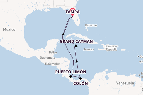 Midden-Amerika vanaf Tampa, Verenigde Staten met de Carnival Spirit
