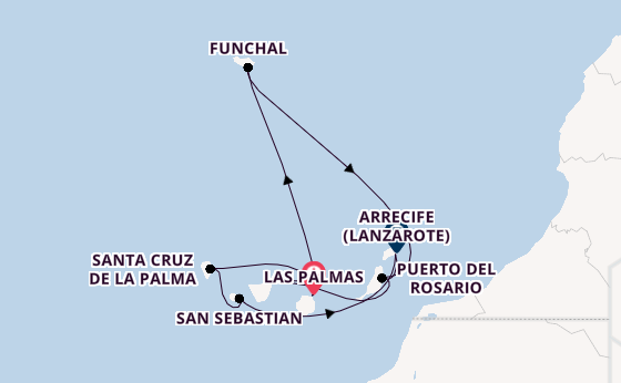 Kanarische Inseln ab Las Palmas, Gran Canaria auf AIDAstella