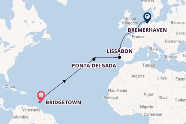 Portugal vanaf Bridgetown met de Mein Schiff 2 