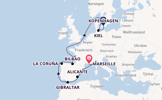 Westliches Mittelmeer ab Marseille, Frankreich auf der MSC Euribia
