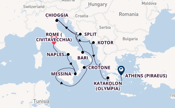 Mediterranean Sea from Rome (Civitavecchia), Italy with the Viking Star