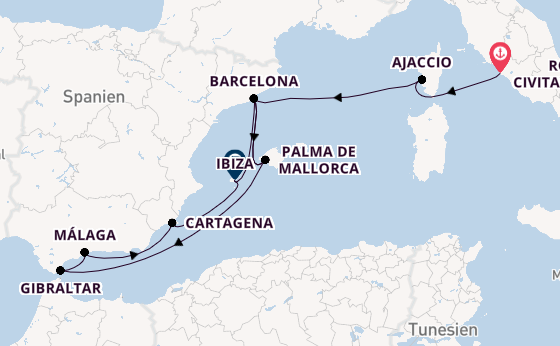 Westliches Mittelmeer ab Civitavecchia (Rom), Italien auf AIDAcosma