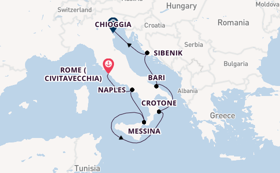 Western Mediterranean from Rome (Civitavecchia), Italy with the Viking Star