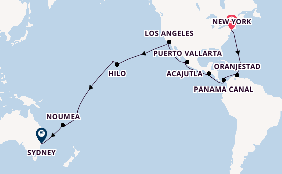 Transpacific from New York with the Queen Victoria