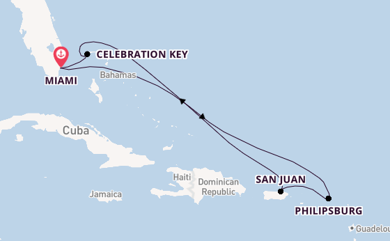 Caribbean from Miami, Florida, USA with the Carnival Celebration