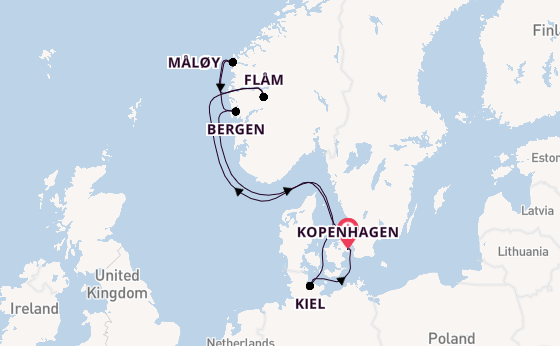 Noorwegen vanaf Kopenhagen, Denemarken met de Costa Diadema