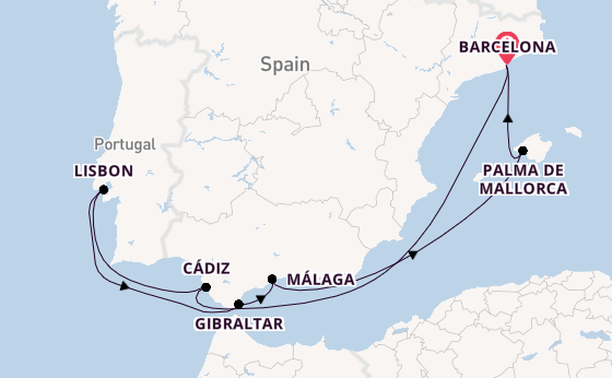 Western Mediterranean from Barcelona, Spain with the Carnival Sunshine