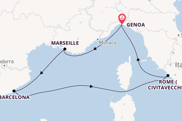 Western Mediterranean from Genoa, Italy with the MSC Magnifica