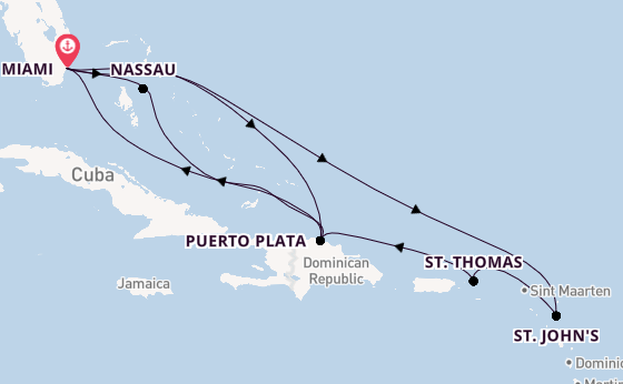 Caribbean vanaf Miami, Verenigde Staten met de MSC Seashore