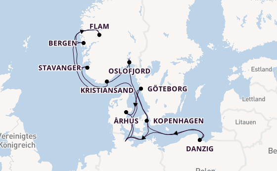 Norwegen ab Kiel, Deutschland auf AIDAprima