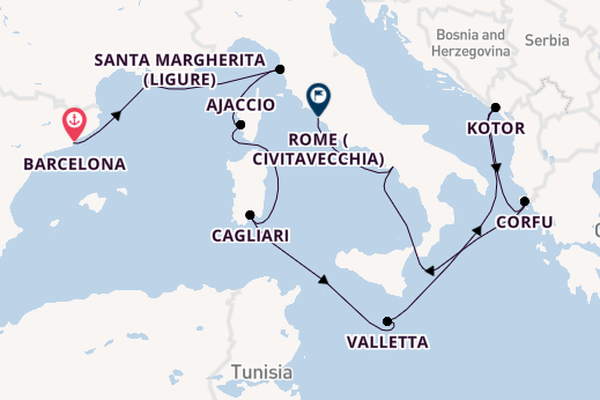 Western Mediterranean from Barcelona, Spain with the Enchanted Princess