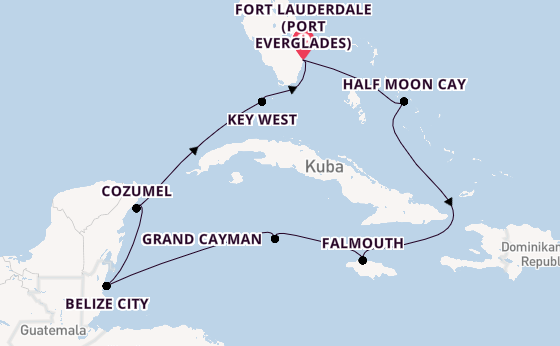 Karibik ab Fort Lauderdale (Port Everglades), USA auf der Rotterdam