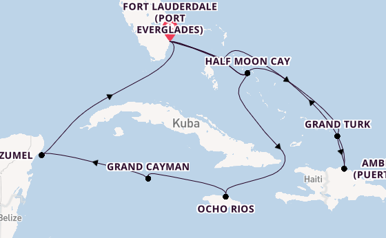 Karibik ab Fort Lauderdale (Port Everglades), USA auf der Eurodam
