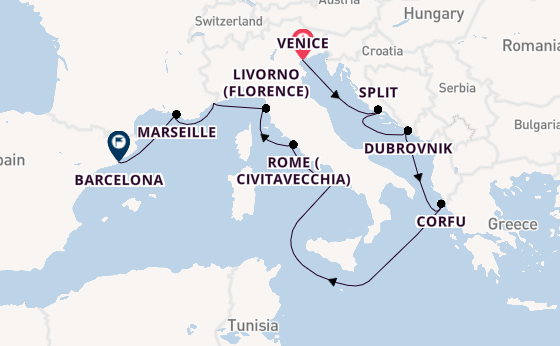 Mediterranean Sea from Venice, Italy with the Viking Star