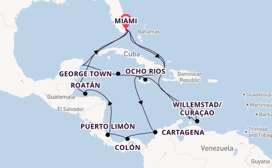Caribbean from Miami, Florida, USA with the MSC Poesia