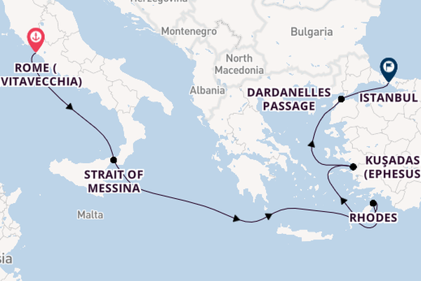 Mediterranean Sea from Rome (Civitavecchia), Italy with the Queen Victoria