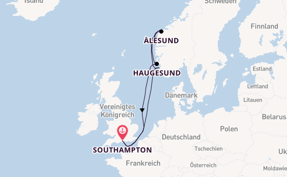 Norwegen ab Southampton, Großbritannien auf der Arvia