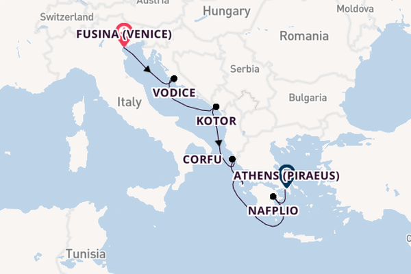 Eastern Mediterranean from Fusina (Venice) with the Seabourn Encore