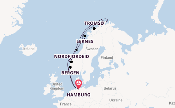 Noorwegen vanaf Hamburg, Duitsland met de Costa Favolosa