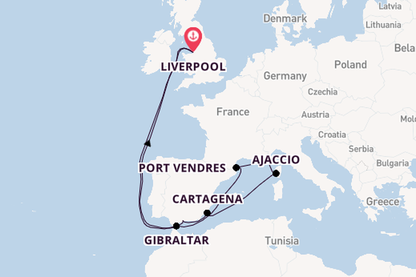 Western Mediterranean from Liverpool, England with the Borealis