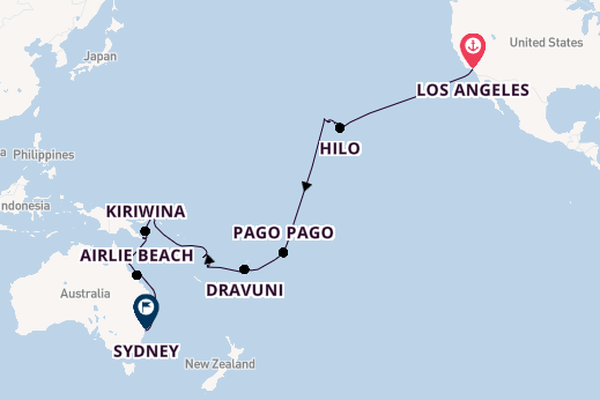 Transpacific from Los Angeles, California, USA with the Coral Princess