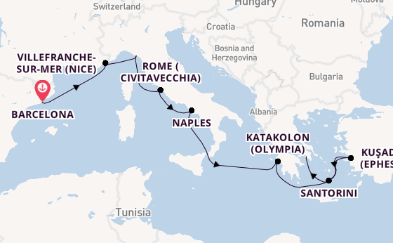 Mediterranean Sea from Australia with the Celebrity Eclipse