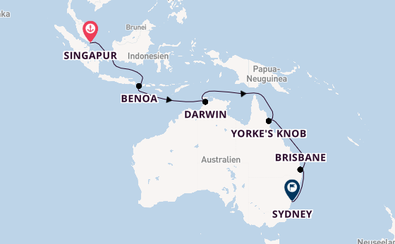 Australien ab Singapur, Singapur auf der Royal Princess