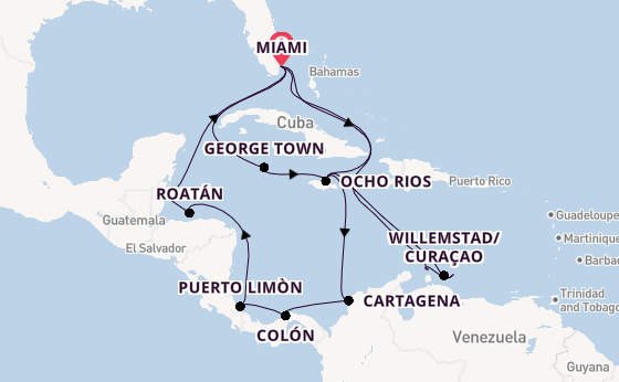 Caribbean from Miami, Florida, USA with the MSC Poesia