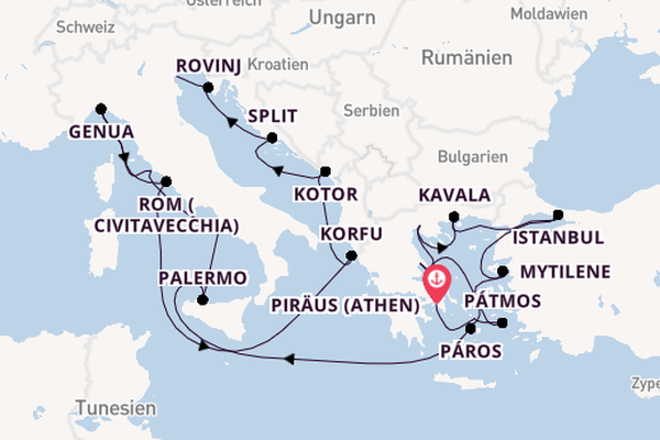 Mittelmeer ab Piräus (Athen), Griechenland auf der EXPLORA I