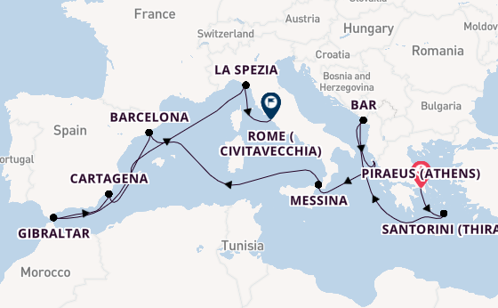 Mediterranean from Piraeus (Athens), Greece with the Sun Princess