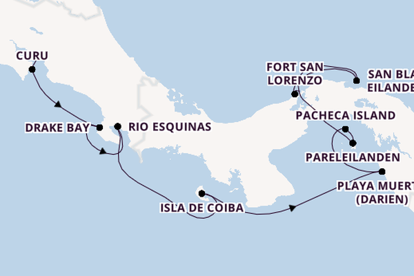 Midden-Amerika vanaf Puntarenas met de Le Bellot