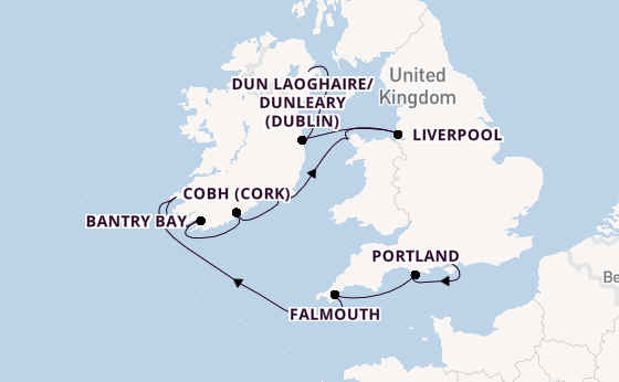 British Isles from Southampton, England with the Vista