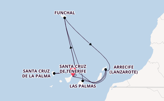 Kanarische Inseln ab Santa Cruz de Tenerife, Spanien auf der Azura